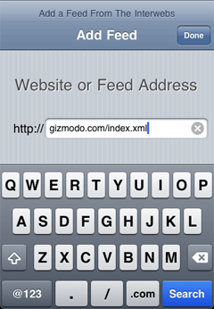 type the address of the feed.